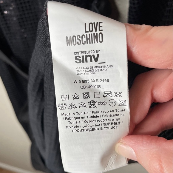Love Moschino Sequins Sparkle Dress Women's Size 44 (US 8) Black Wide Sleeves - Picture 7 of 11